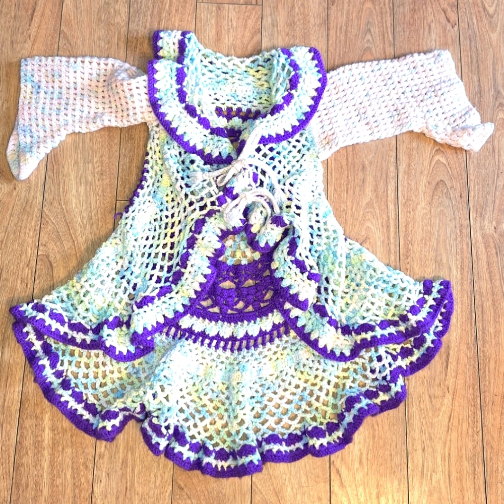 Handmade Crocheted Child's Cardigan,  Rainbow of Colors